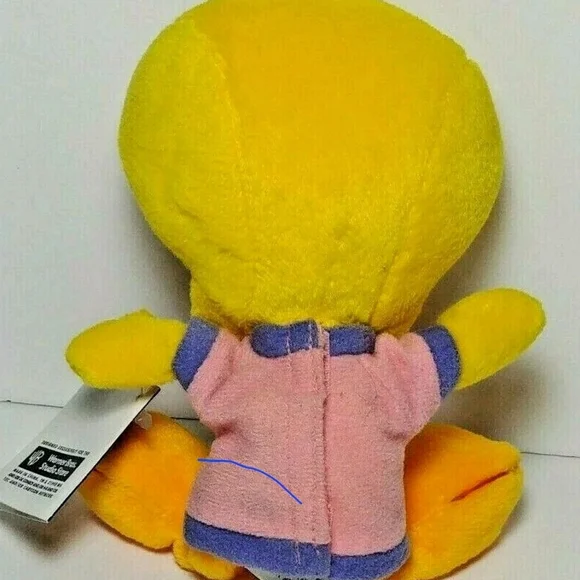 Tweety Bird NWT Warner Bros Studio 1998 Bean Bag Plush Toy 8" Flower Shirt - Picture 5 of 8